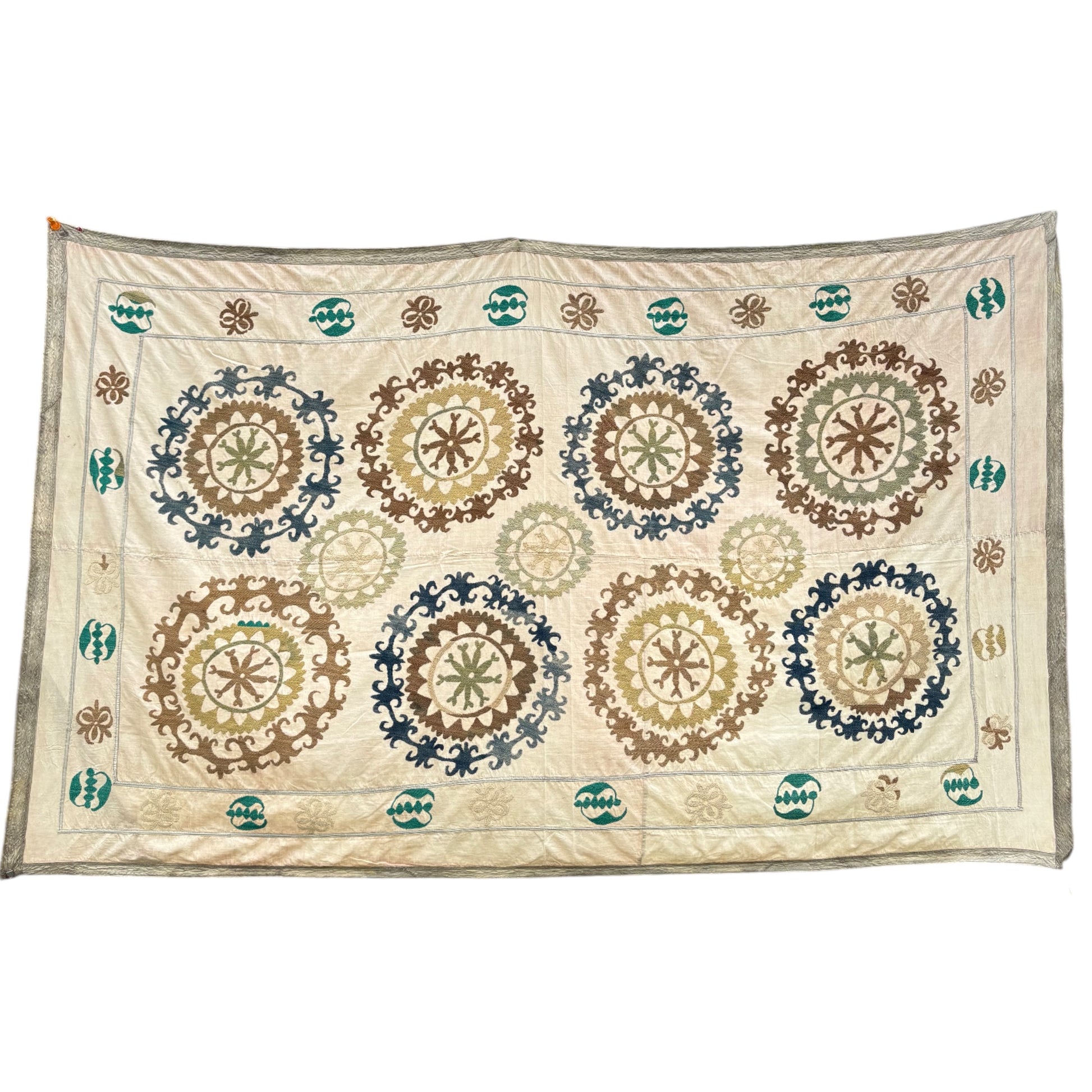 Teal and brown suzani