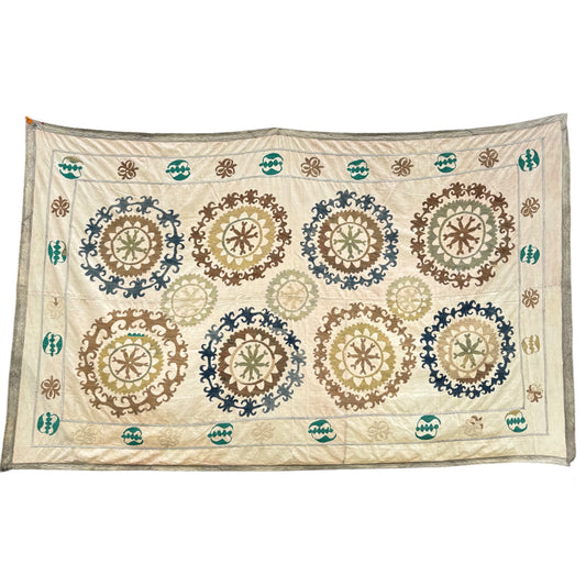 Teal and brown suzani