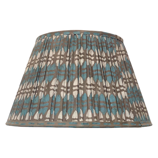 Teal and grey acorn cotton lampshade
