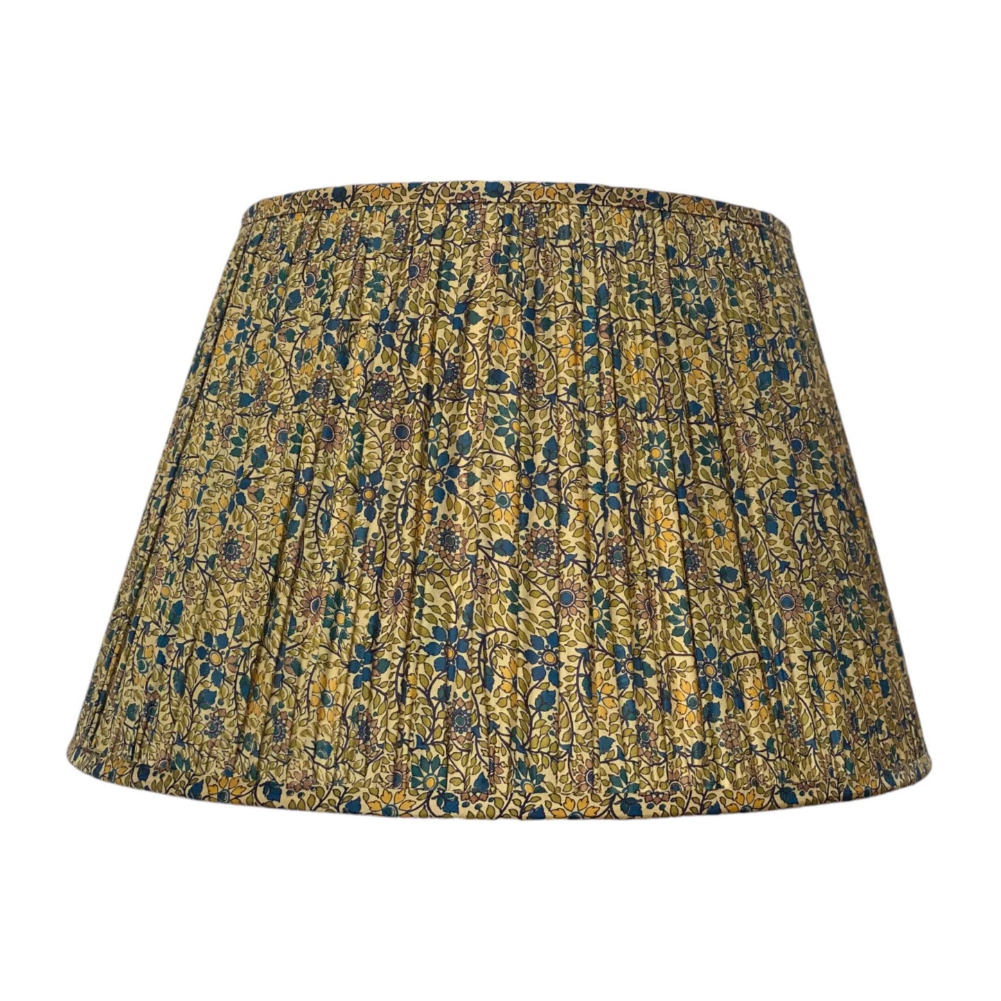 Teal and yellow silk sari lampshade