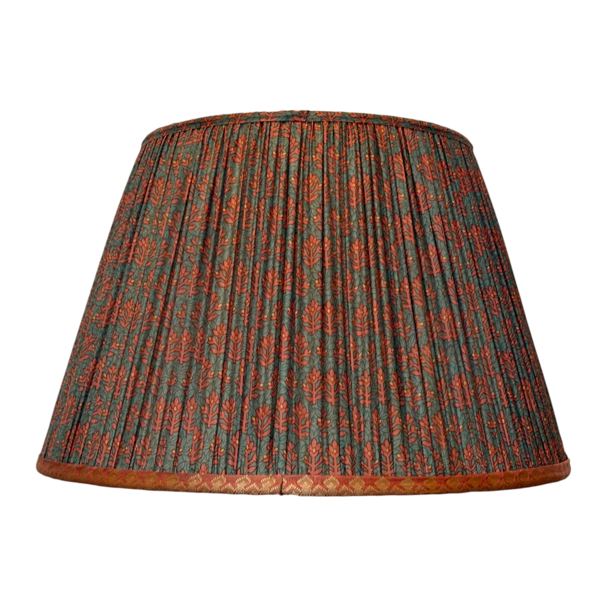 Terracotta and teal vintage silk sari lampshade