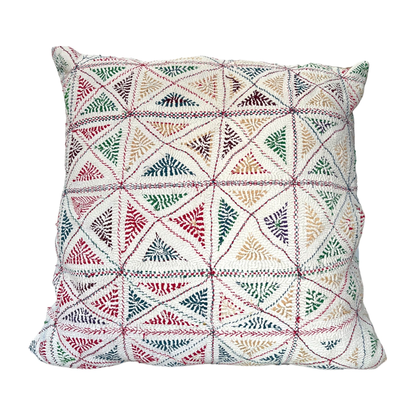 Triangles Nakshi kantha cushion