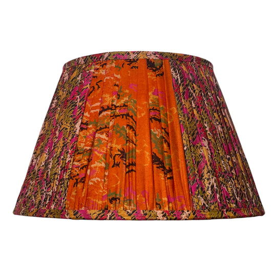 Tropical floral vintage silk sari lampshade