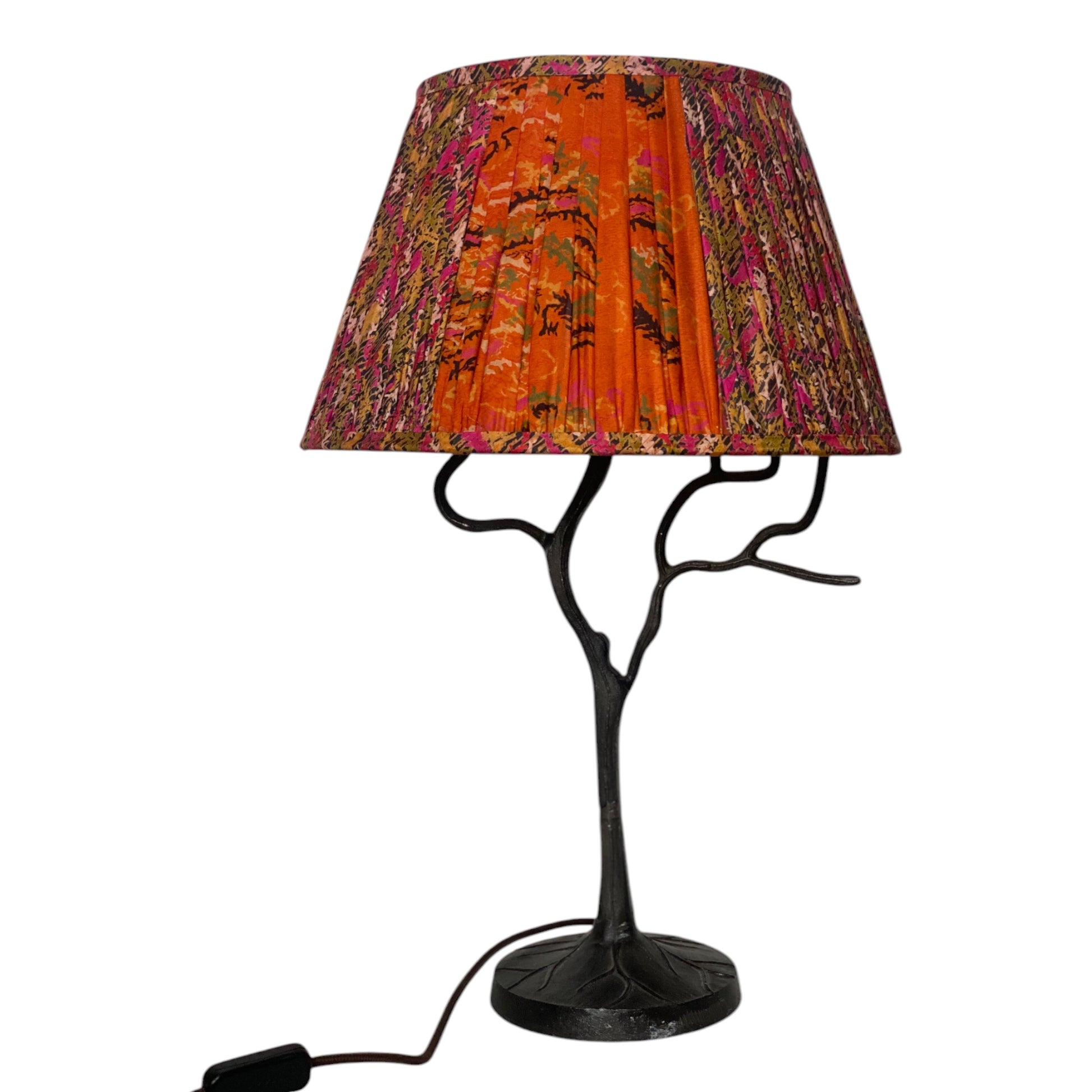 Tropical floral silk lampshade