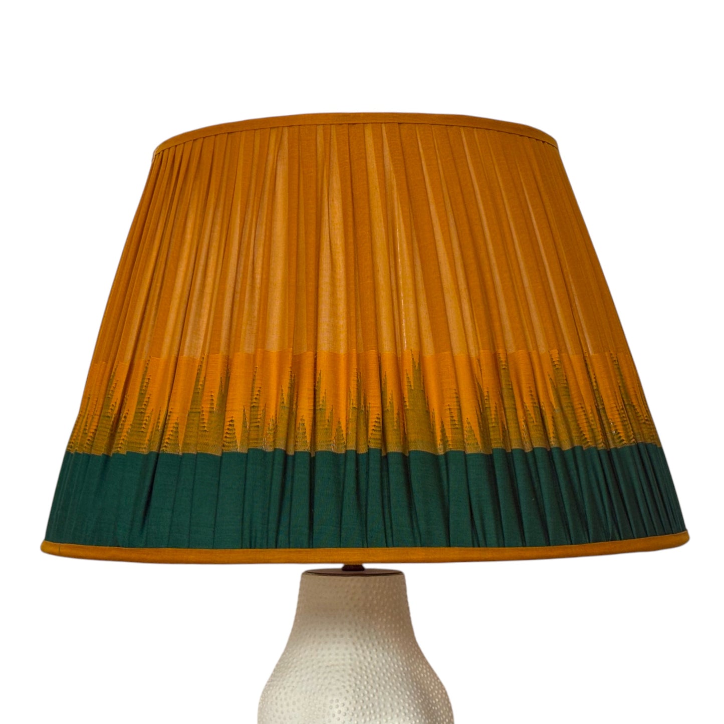 Tumeric and green cotton lampshade