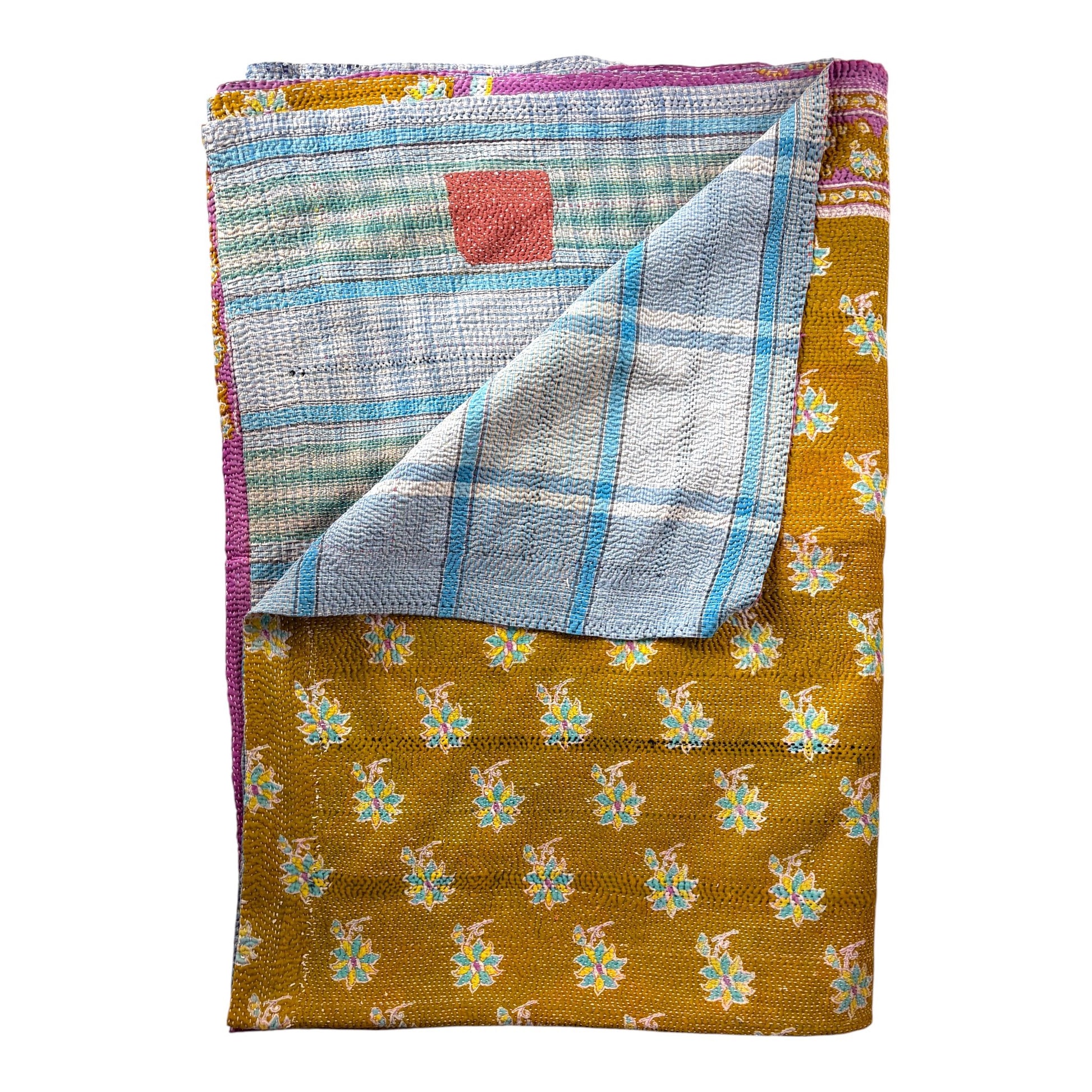 Turmeric vintage kantha quilt