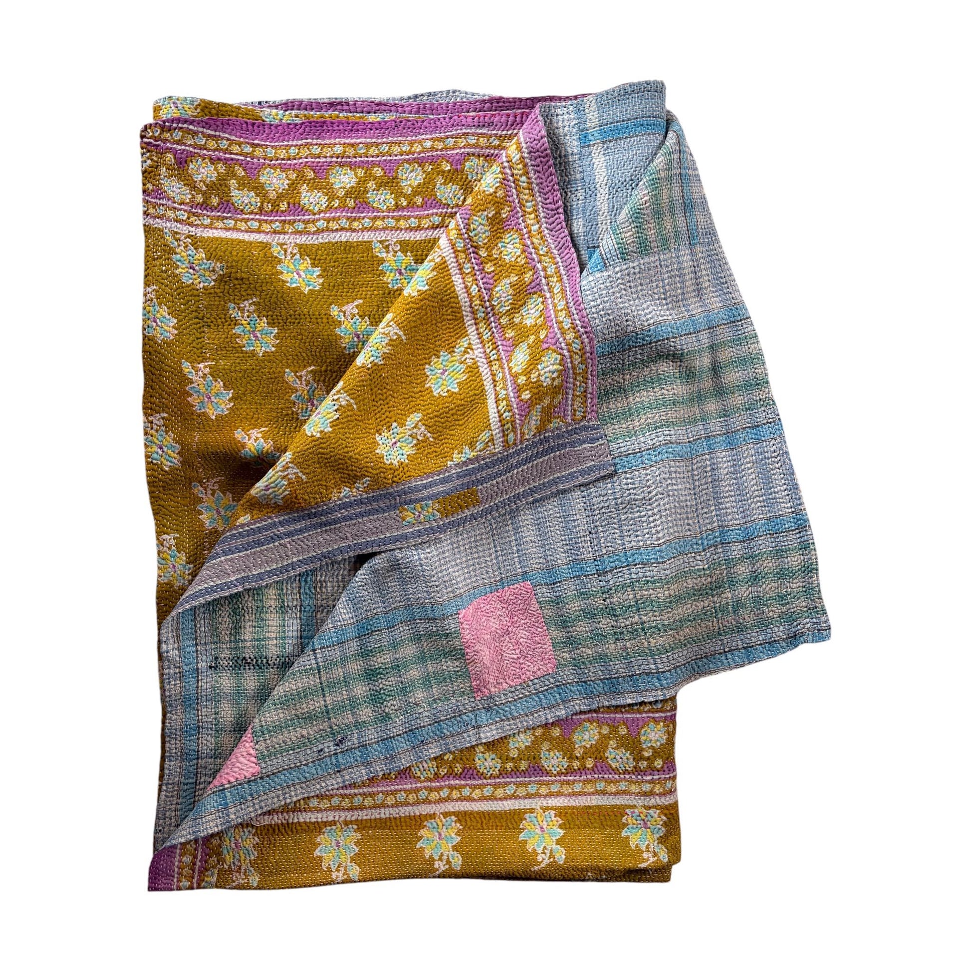 reverse of vintage kantha turmeric