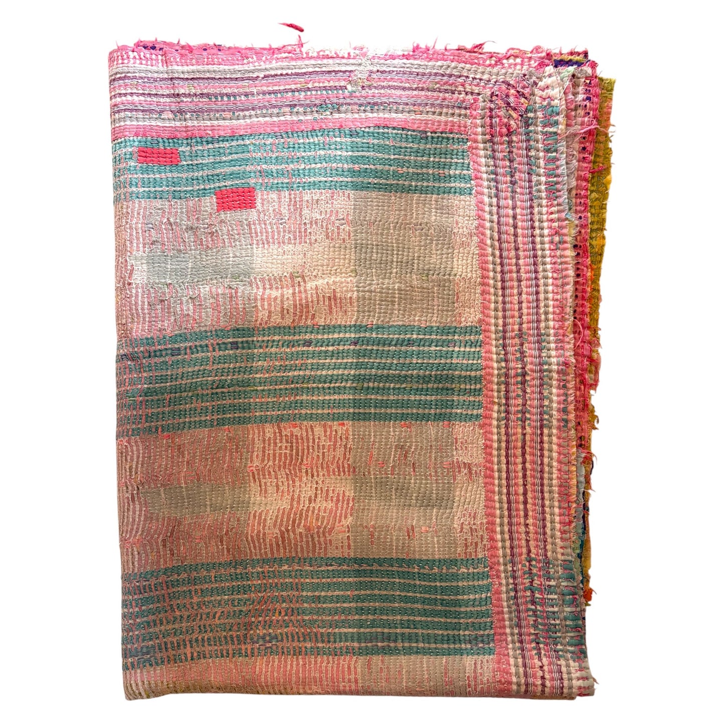 Pinks vintage kantha patchwork quilt