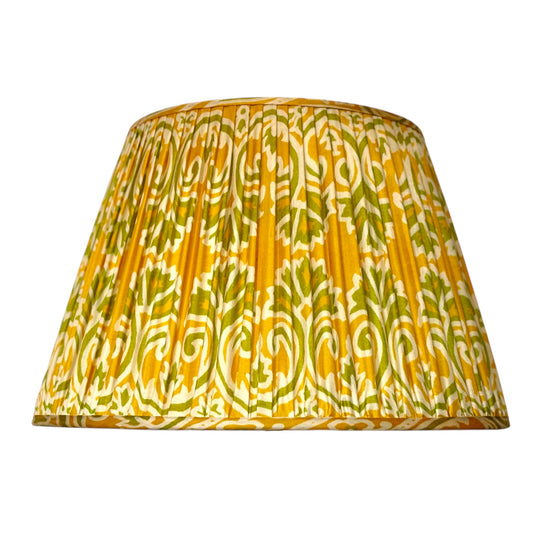 Handmade Yellow & Green Paisley Vintage Silk Sari Gathered Lampshade (40cm)