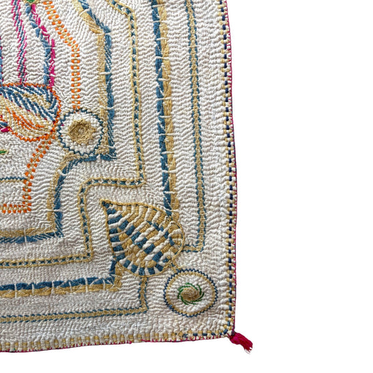 close up of baby nakshi kantha quilt