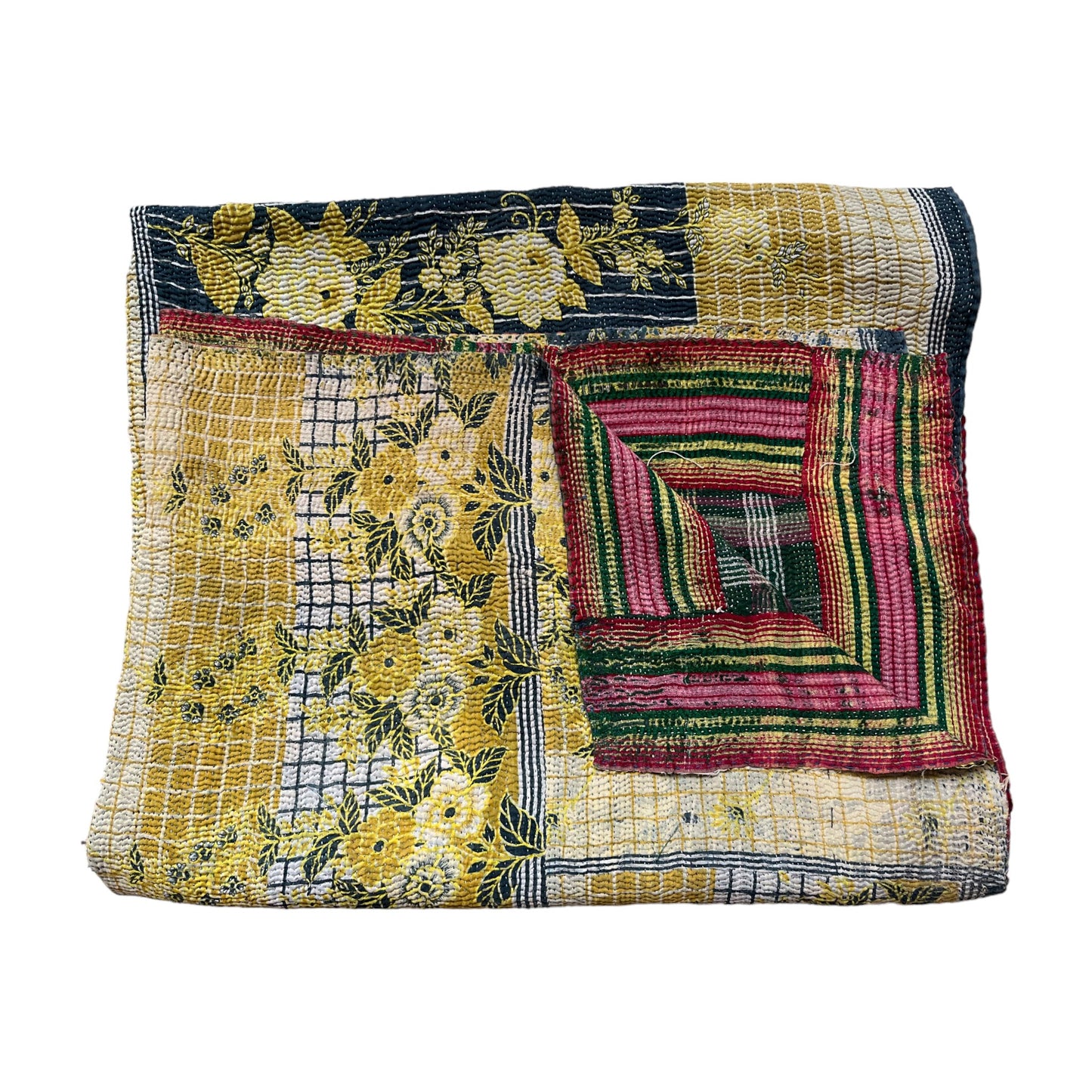 Yellow and blue kantha