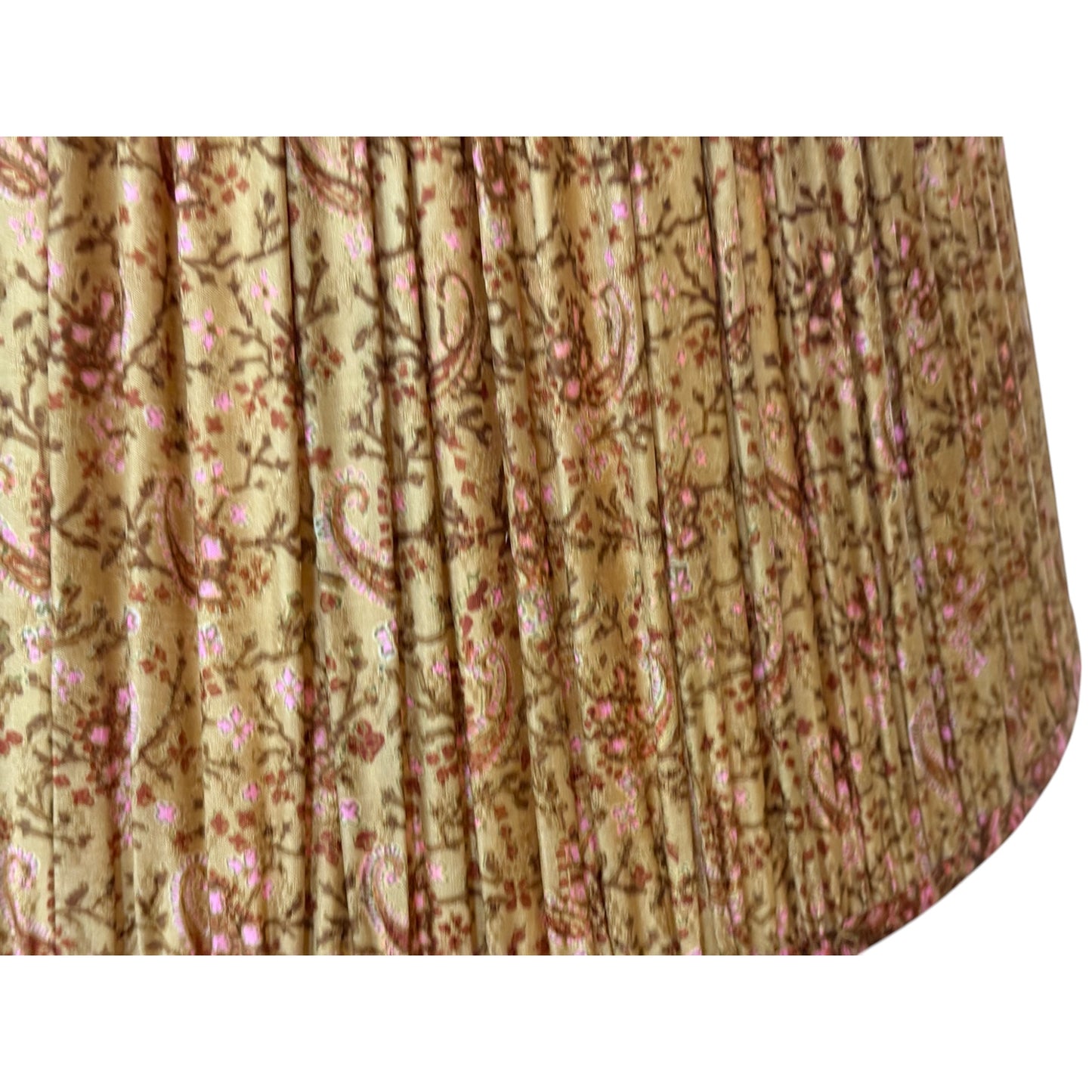 Yellow ochre and pink lampshade close up