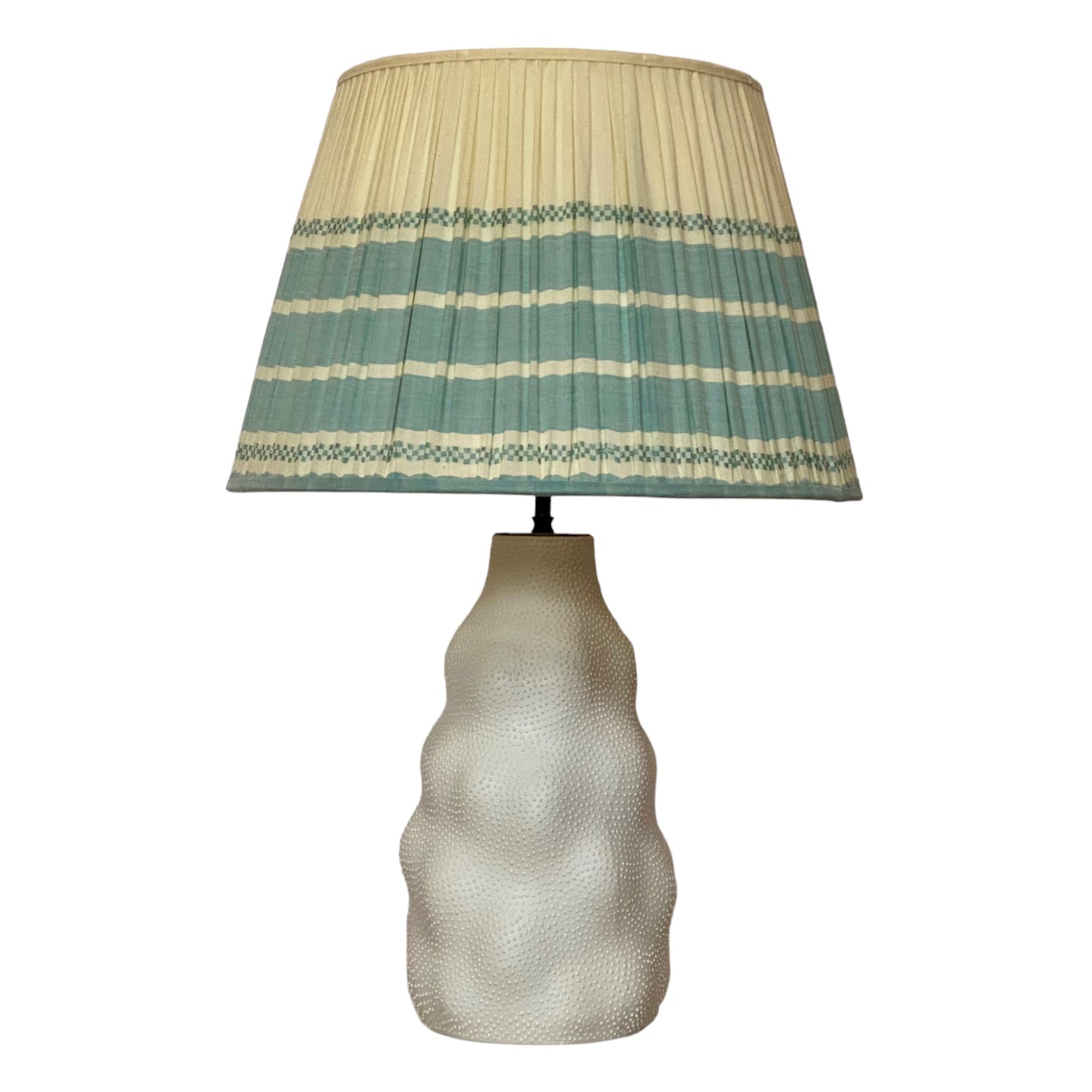 blue Assam cotton lampshade on Iki lamp