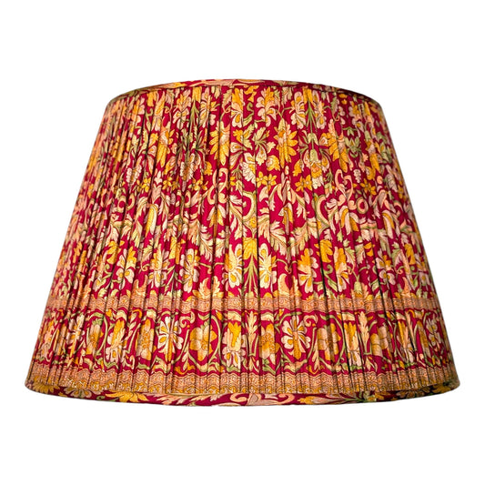 Carmine silk sari lampshade