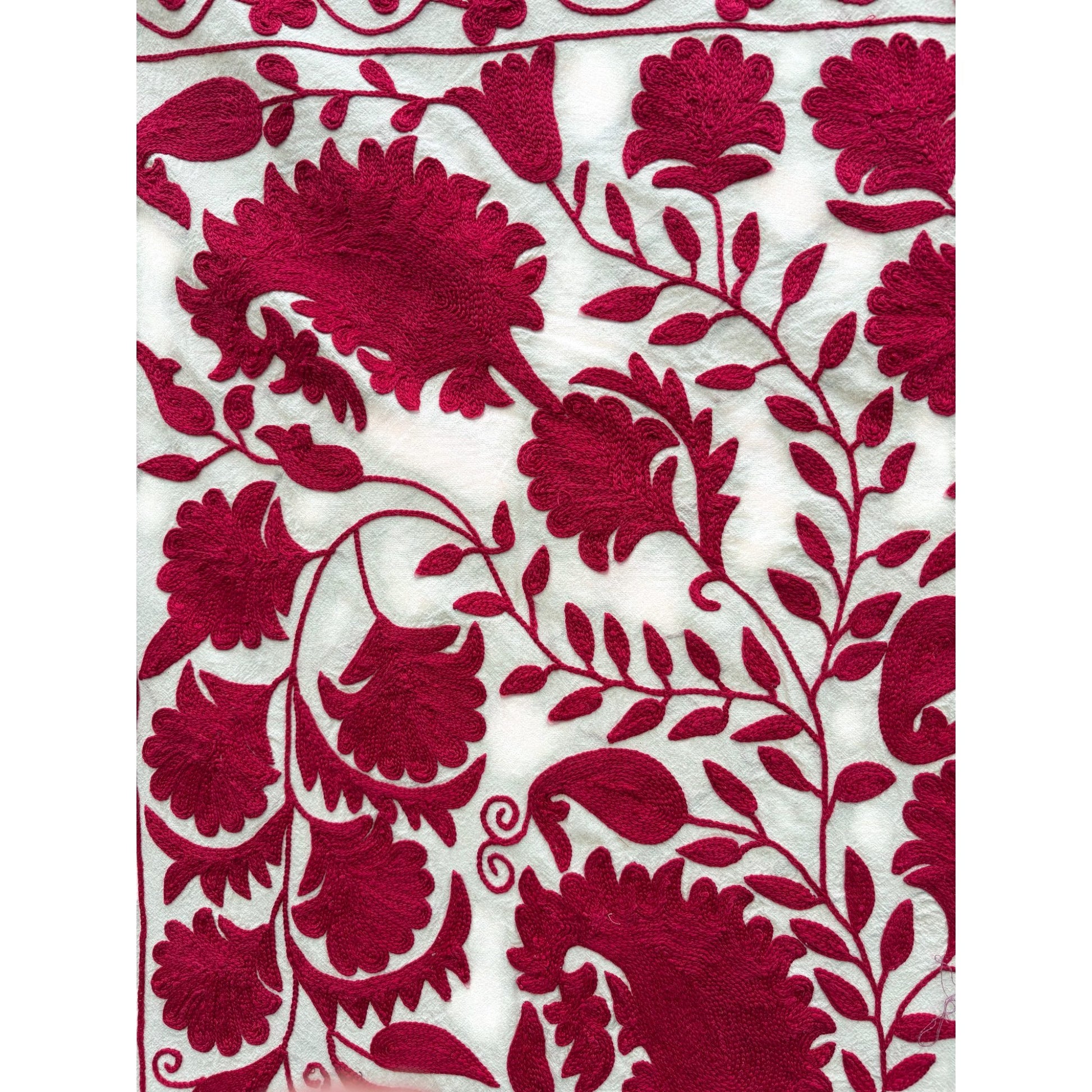 close up of red suzani
