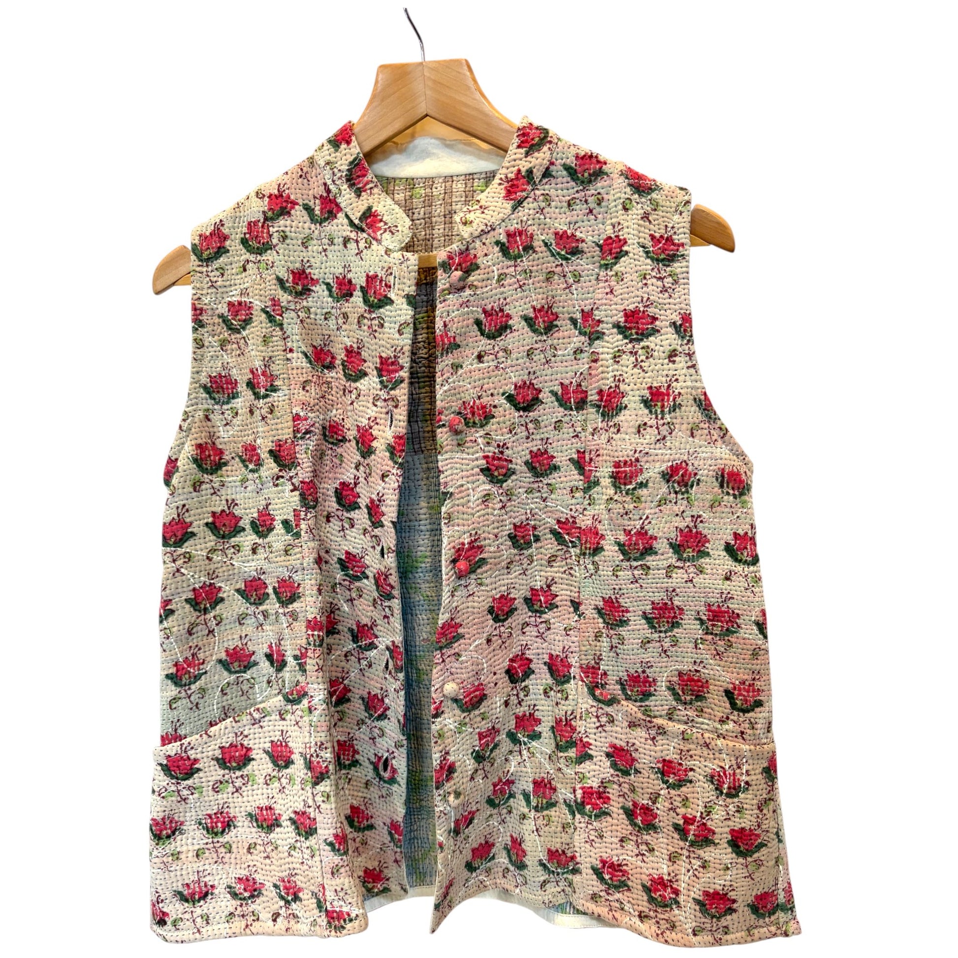 Ladies kantha gilet rose
