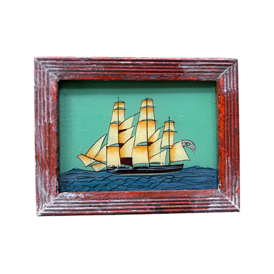 Mini boat glass painting