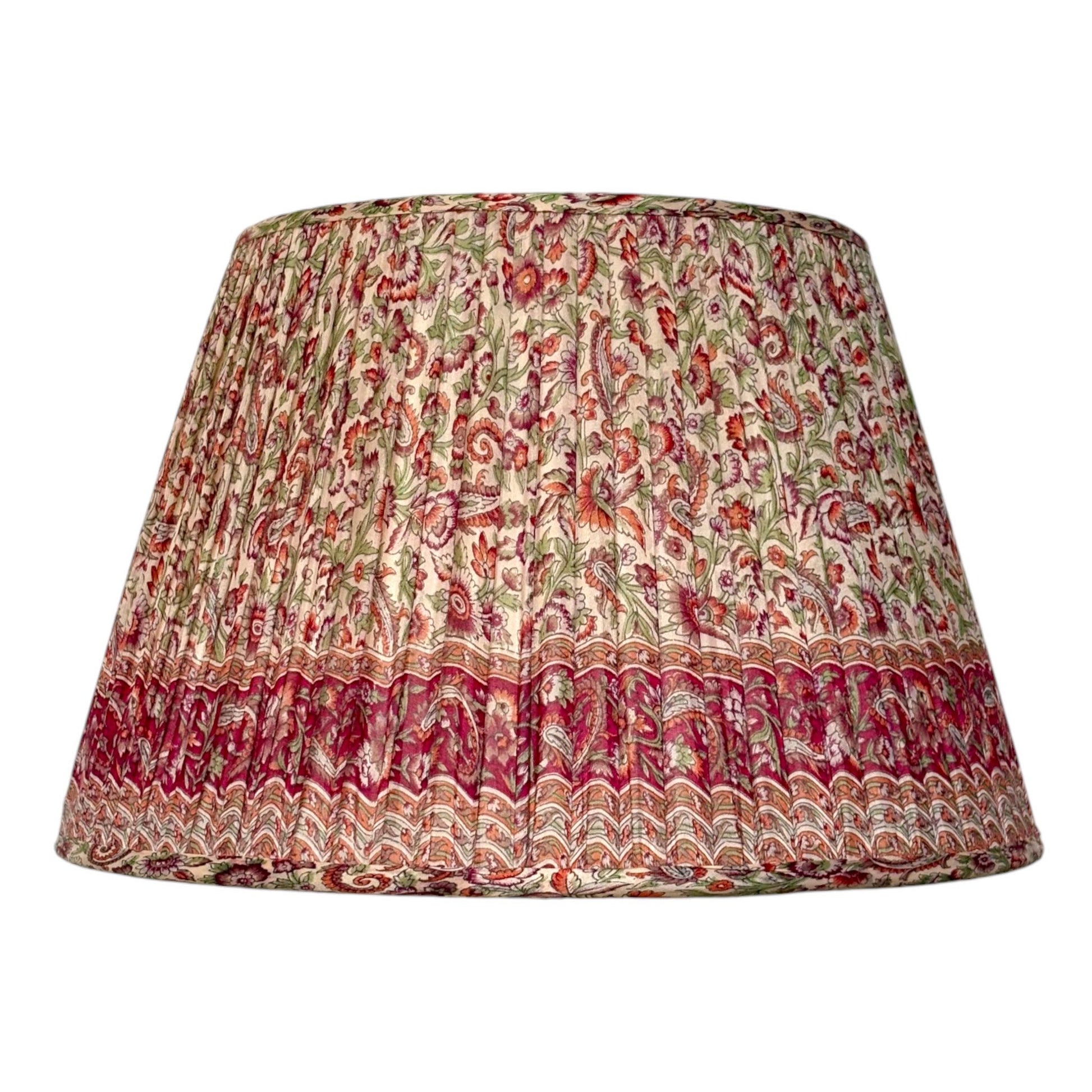 Pink paisley lampshade made from vintage silk sari
