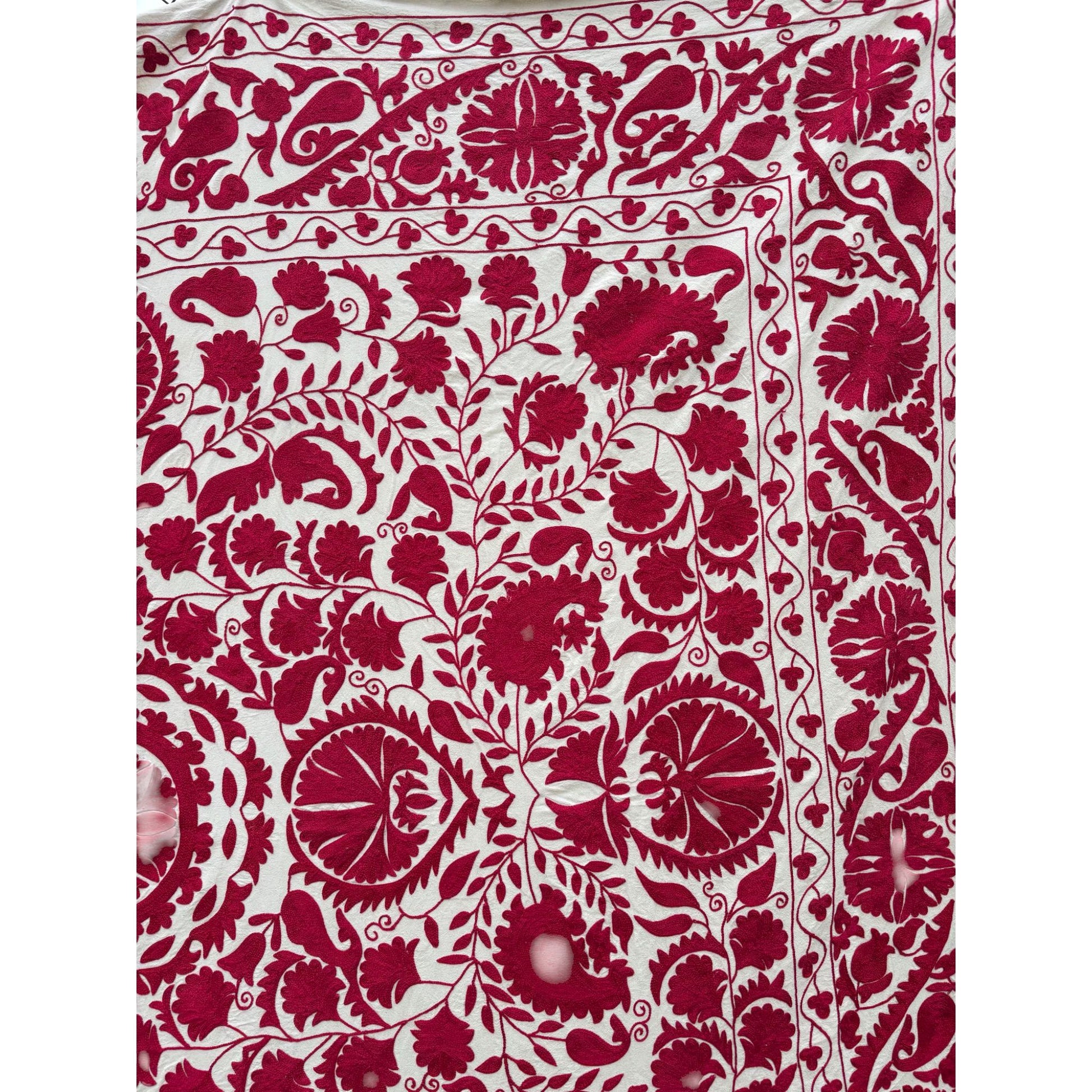 Red floral pattern on a white background