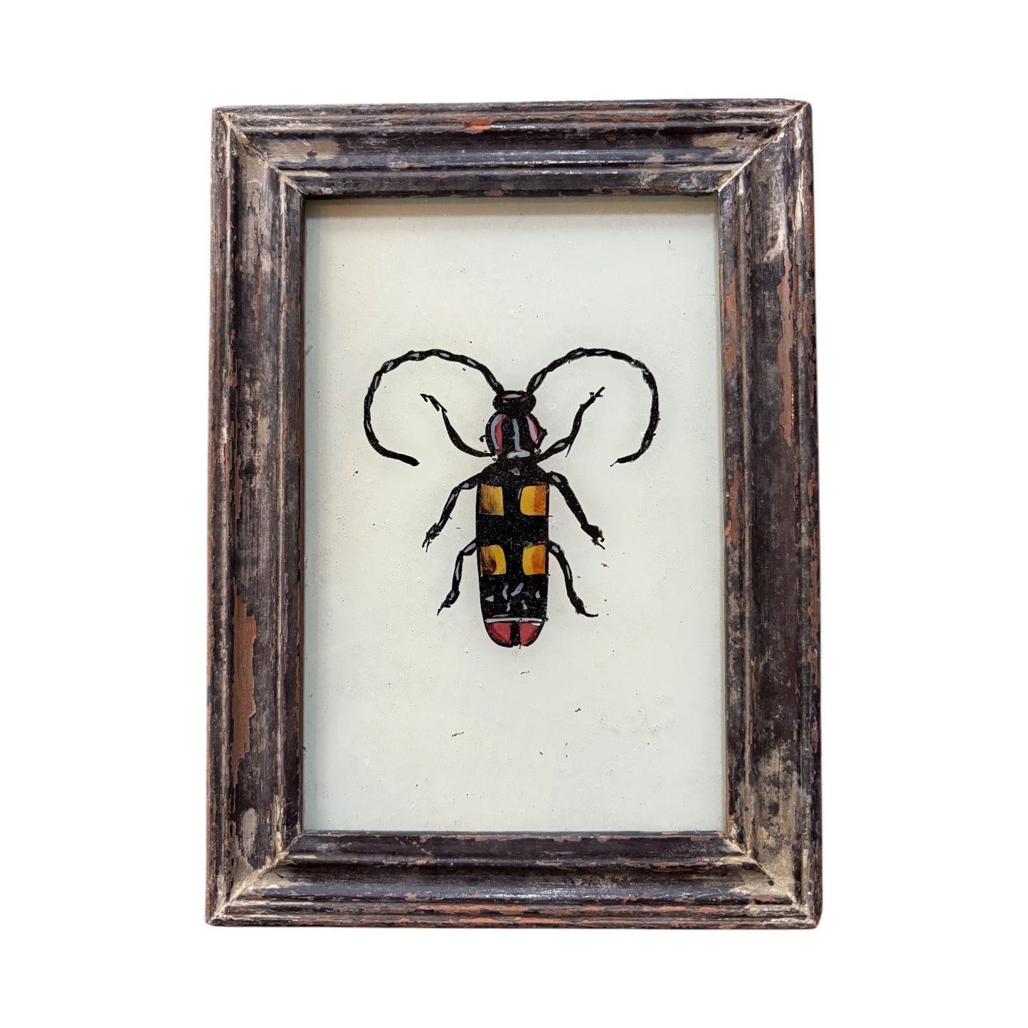 small beetle glass painting