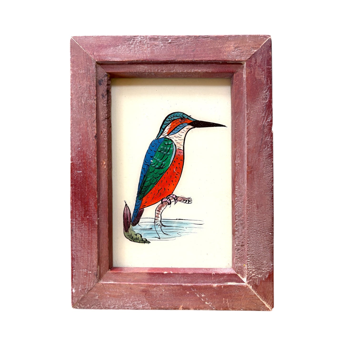 small kingfisher glass painting