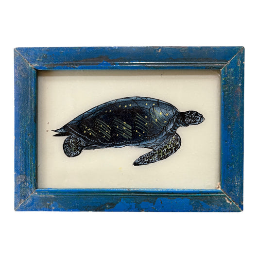 small turtle glass painting