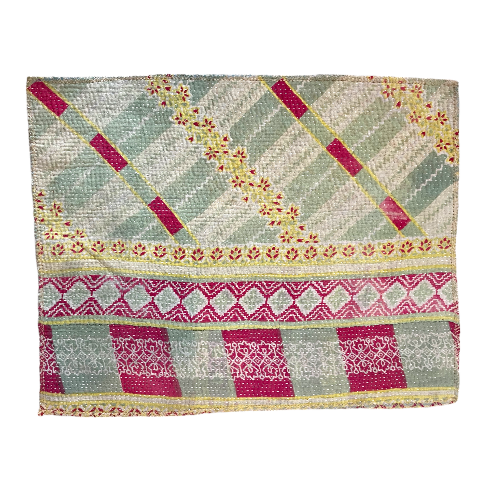 Pink and aqua vintage kantha placemats