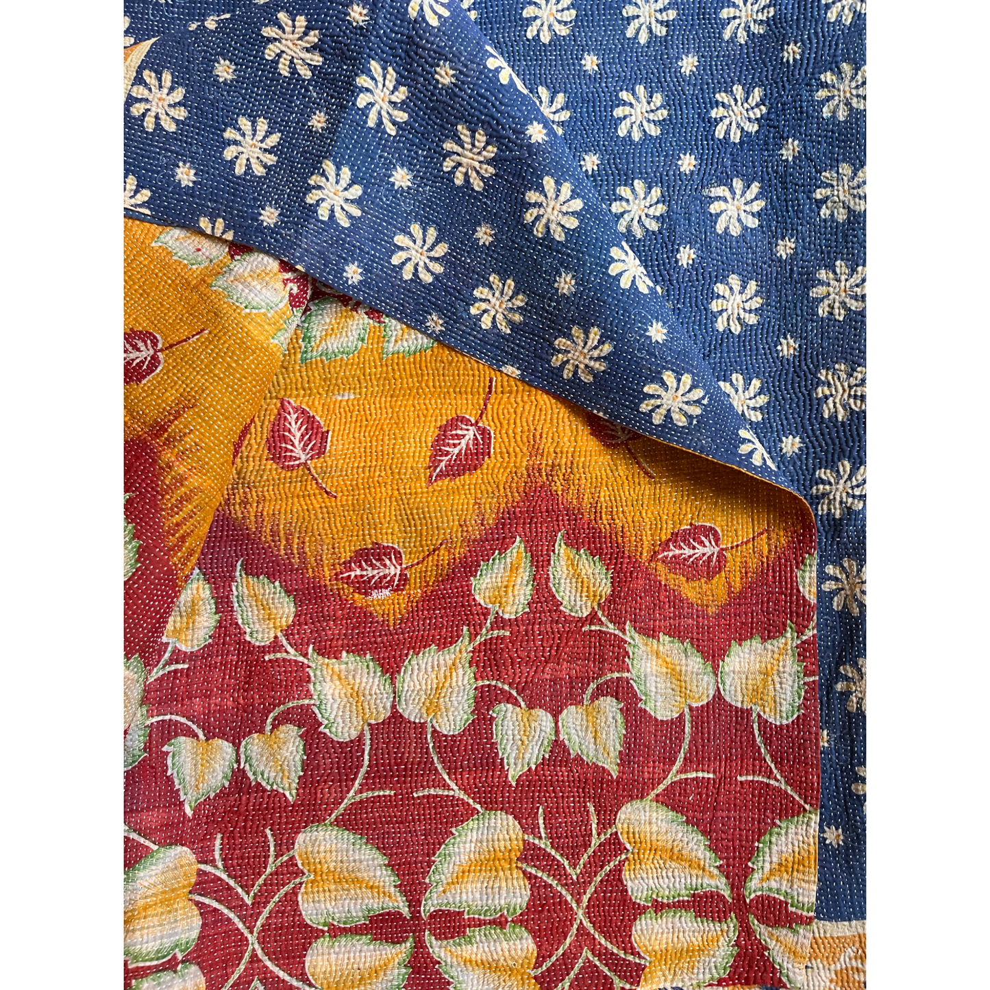 Blue flower kantha