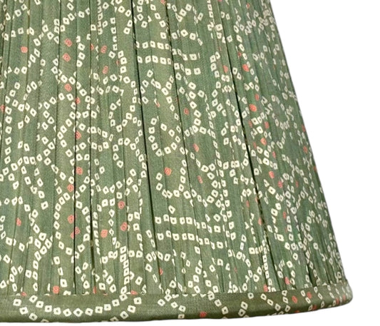 close up of teal bandani silk lampshade