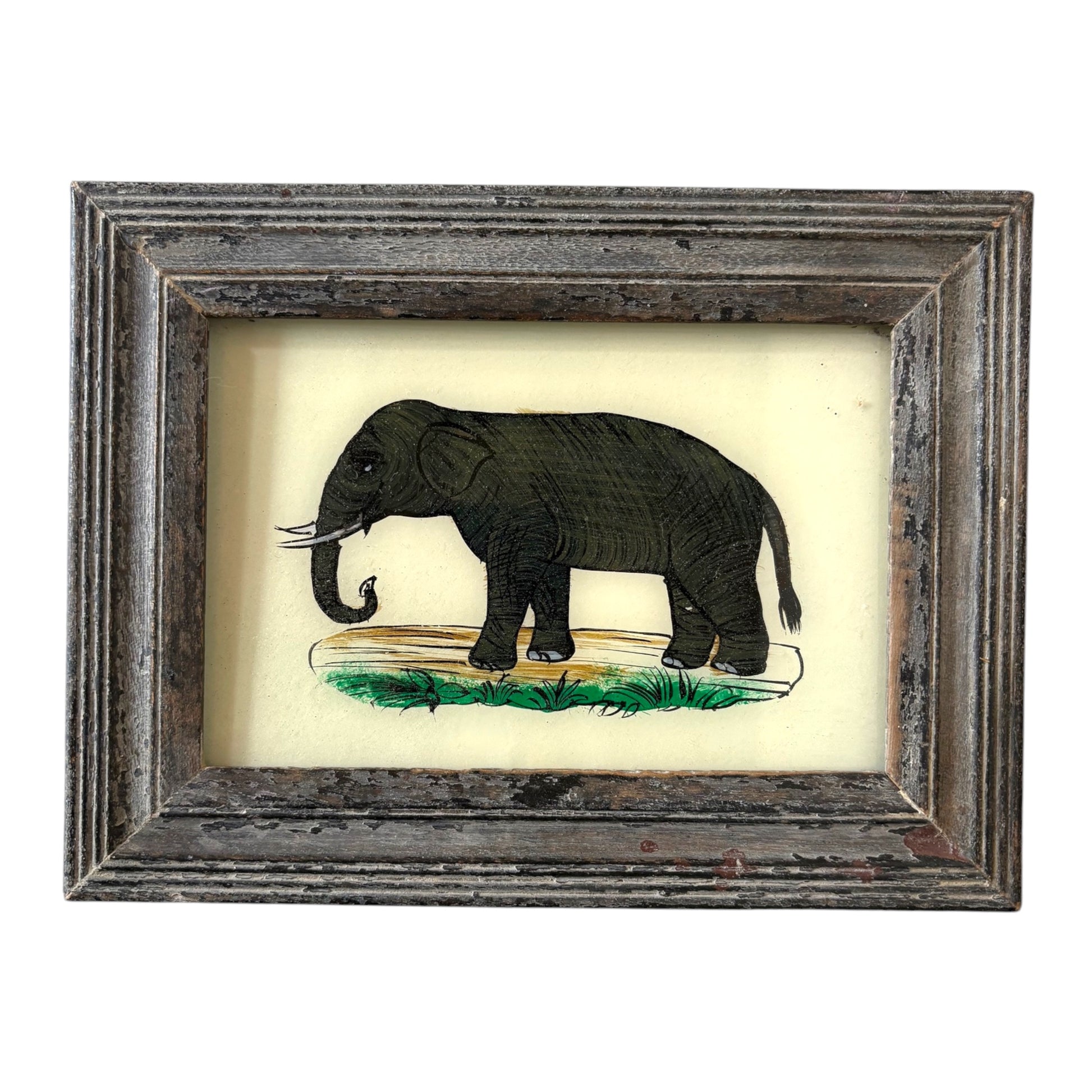 Small elephant glass painting
