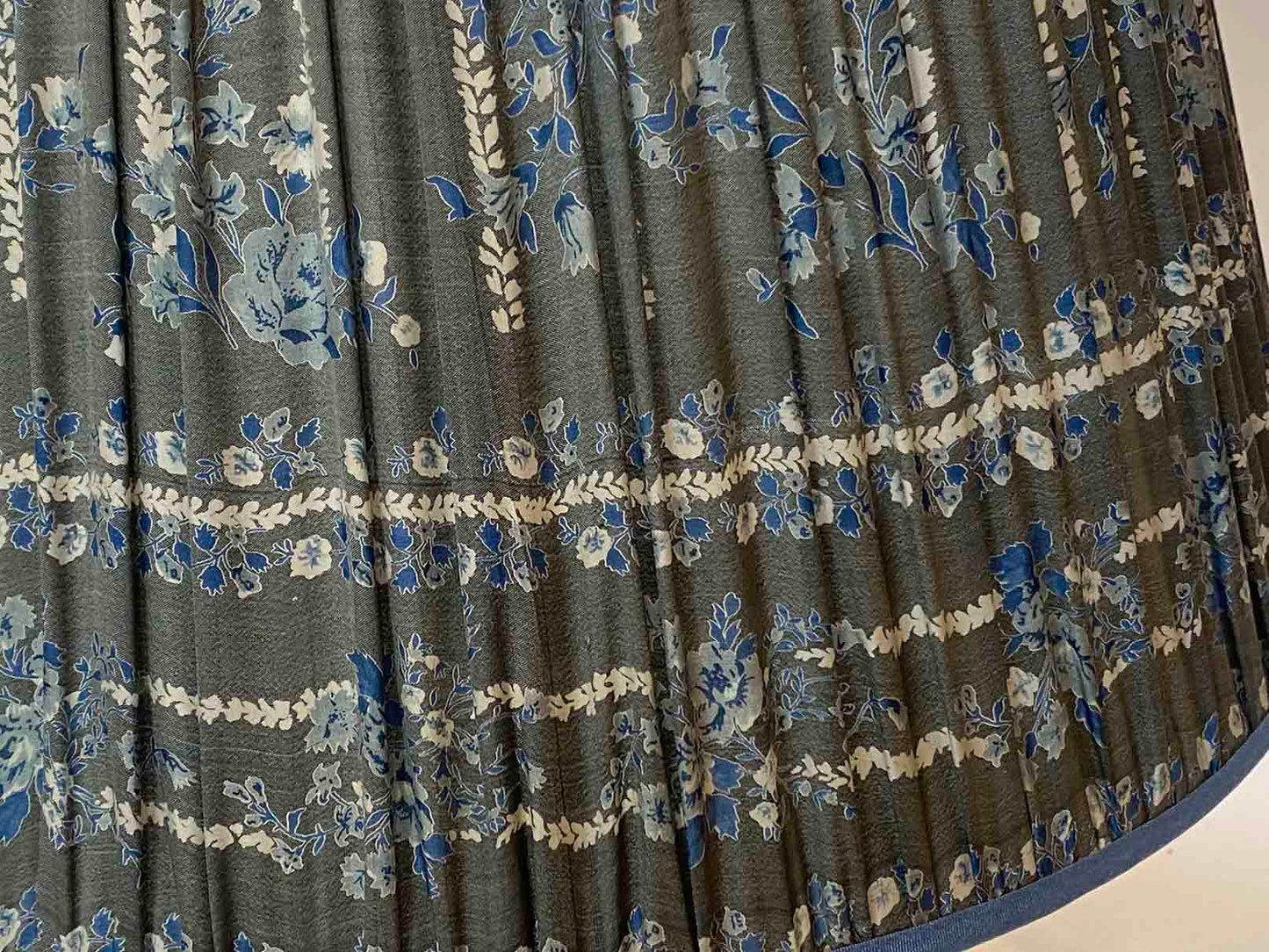 Air force blue paisley with border vintage silk sari lampshade