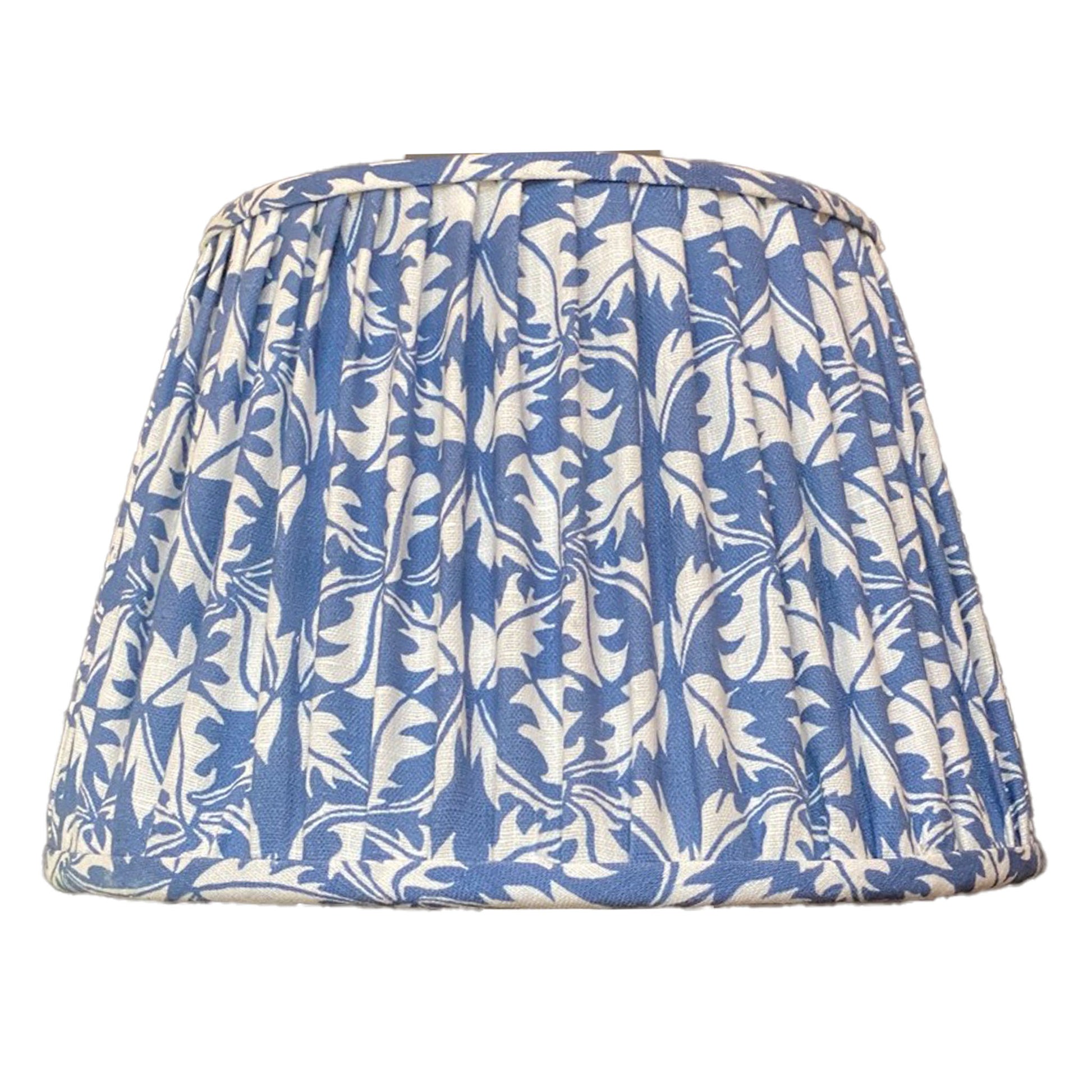 Blue and white screen print cotton lampshade cutout