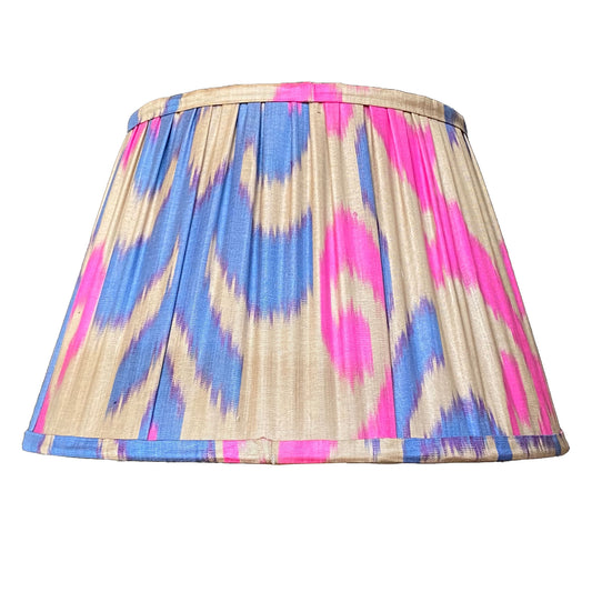 Bright pink and blue ikat silk lampshade