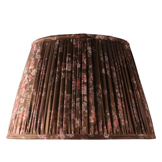 Chocolate with Pink Floral Silk Lampshade