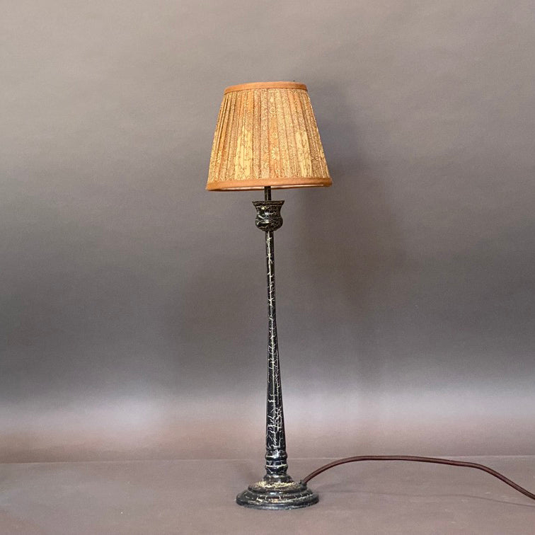Cinnamon Paisley Lampshade on a candlestick lamp base