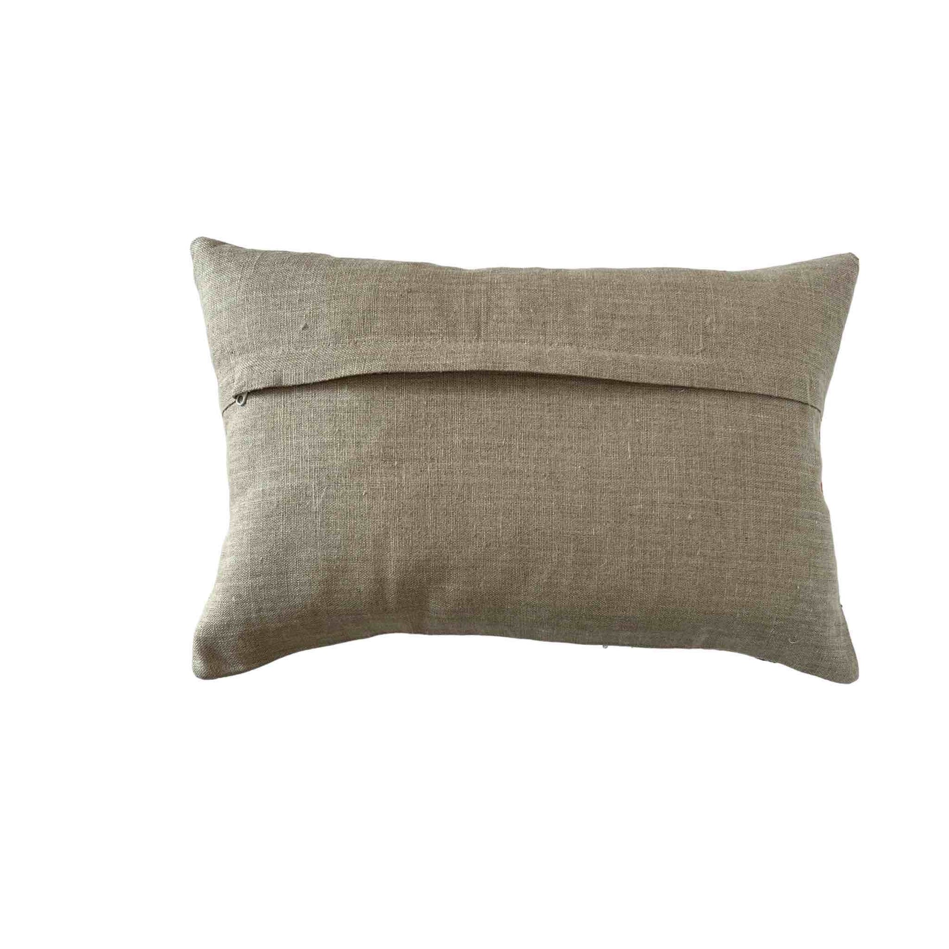 Coral kantha cushion reverse