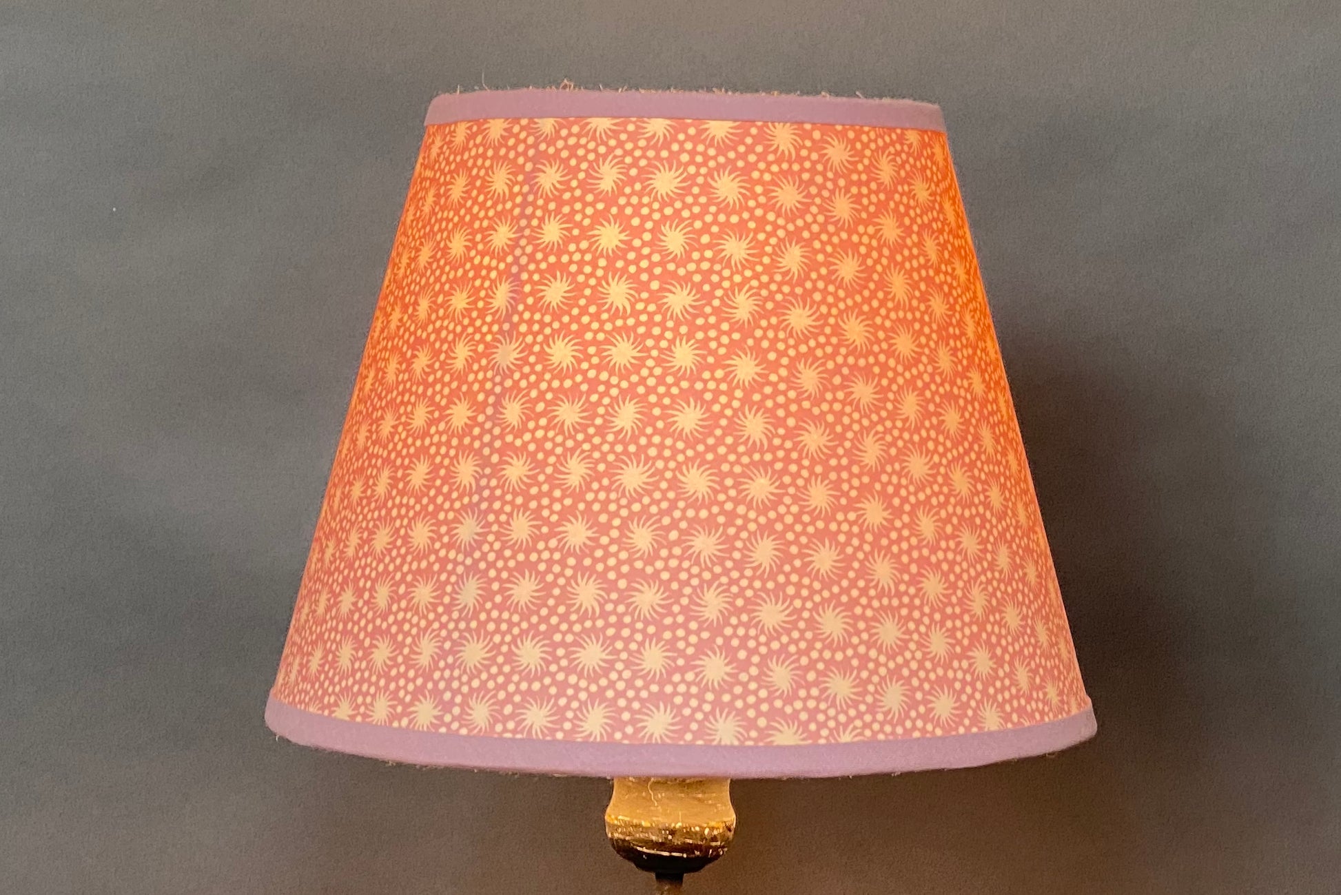 Pink Paper Lampshade shown lit