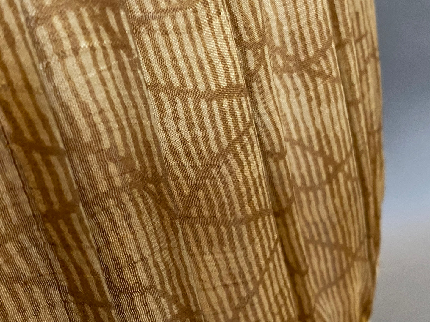Gold and cream vintage silk sari lampshade close up