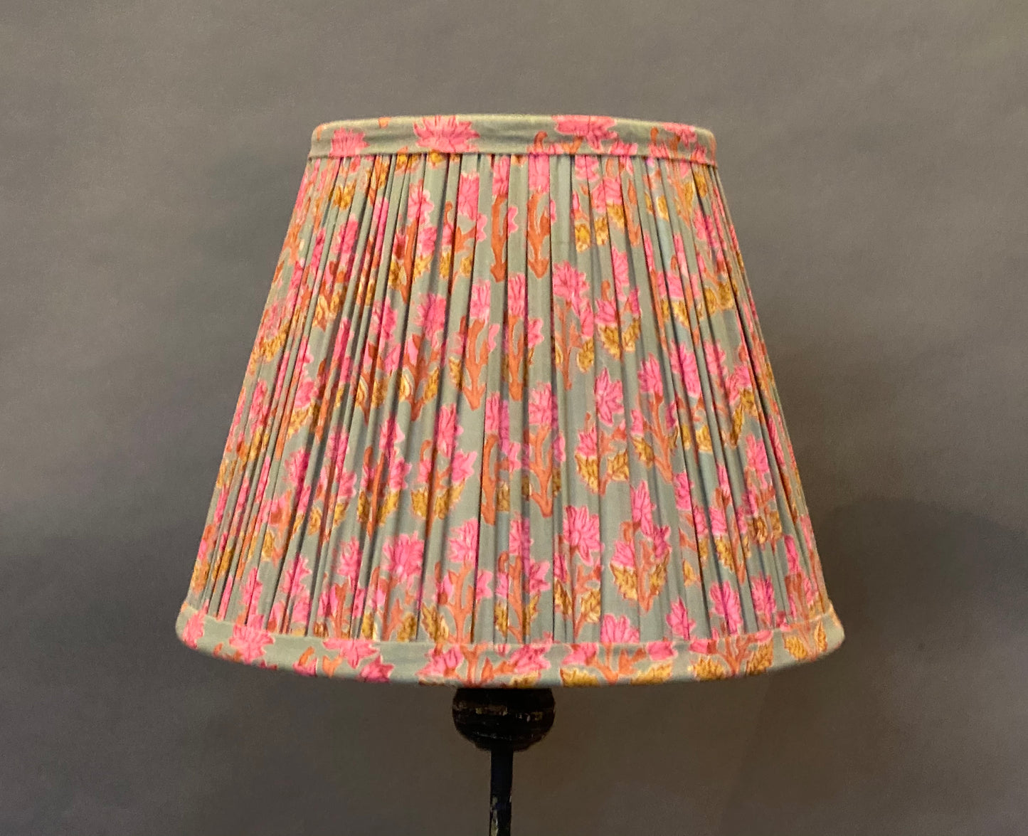 Pink and ochre cotton lampshade small