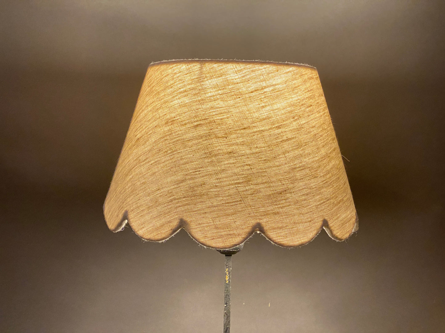 Plain Linen Scallop Lampshade shown lit
