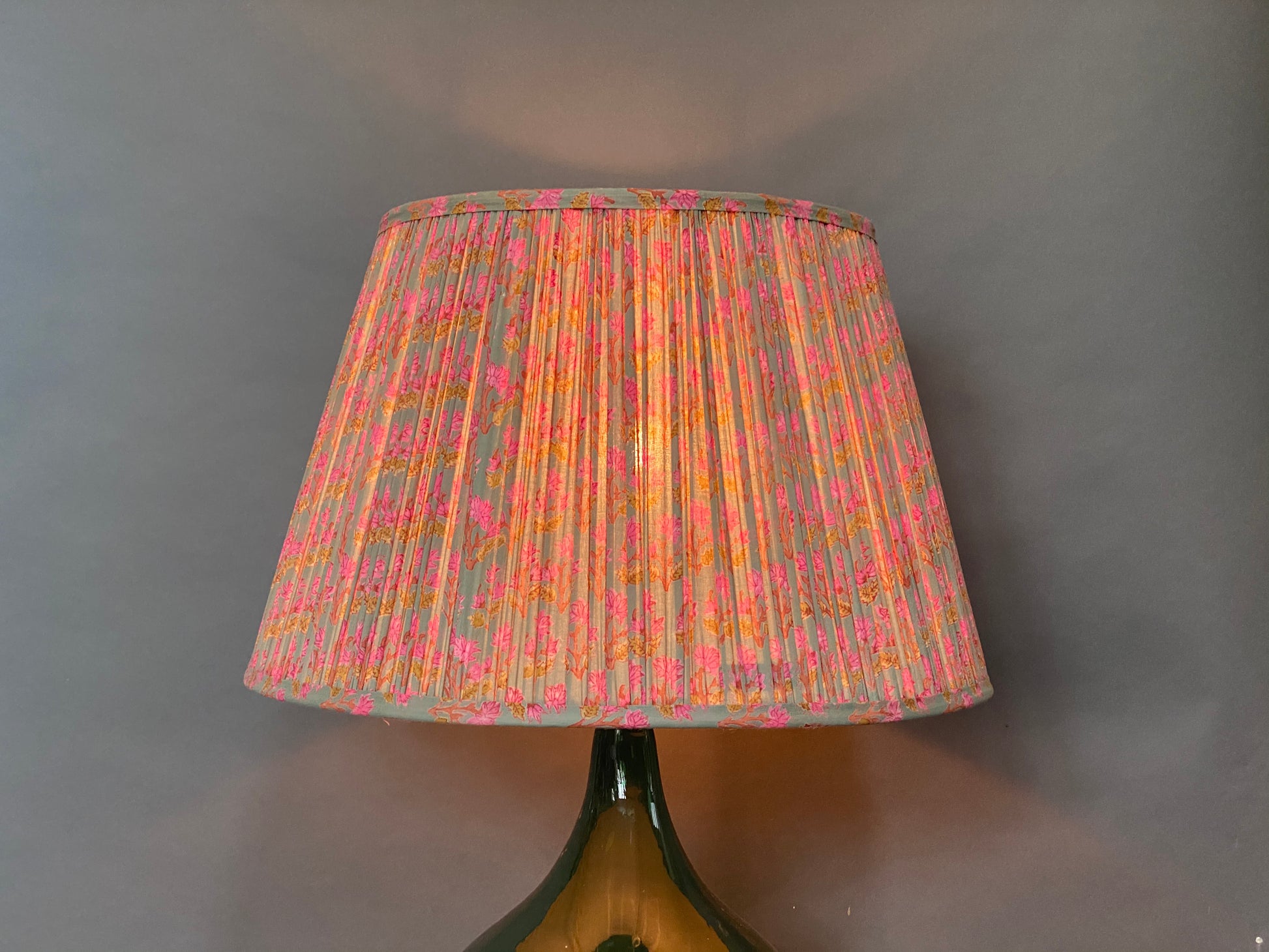 pink and ochre cotton lampshade