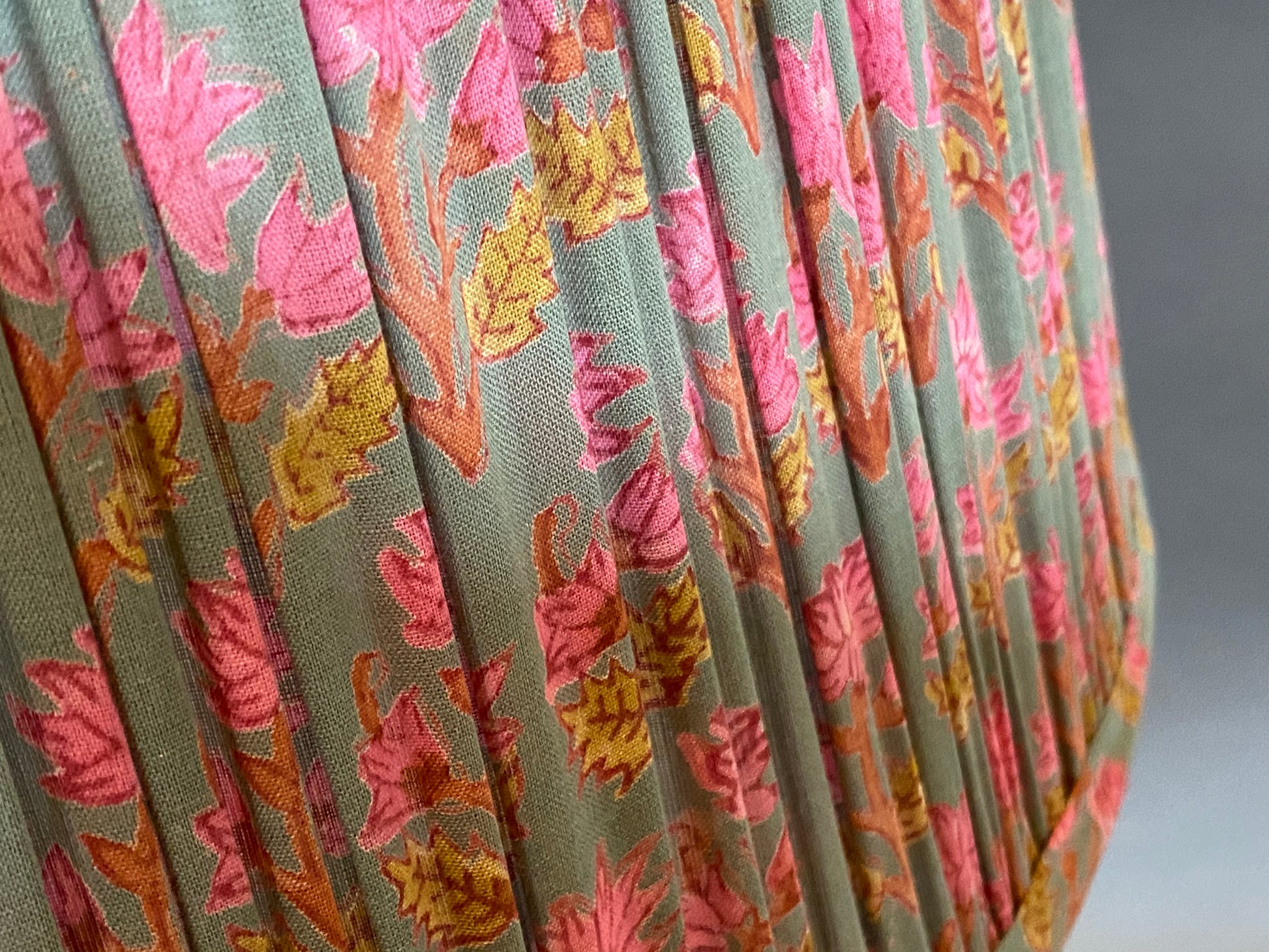 Pink floral cotton lampshade