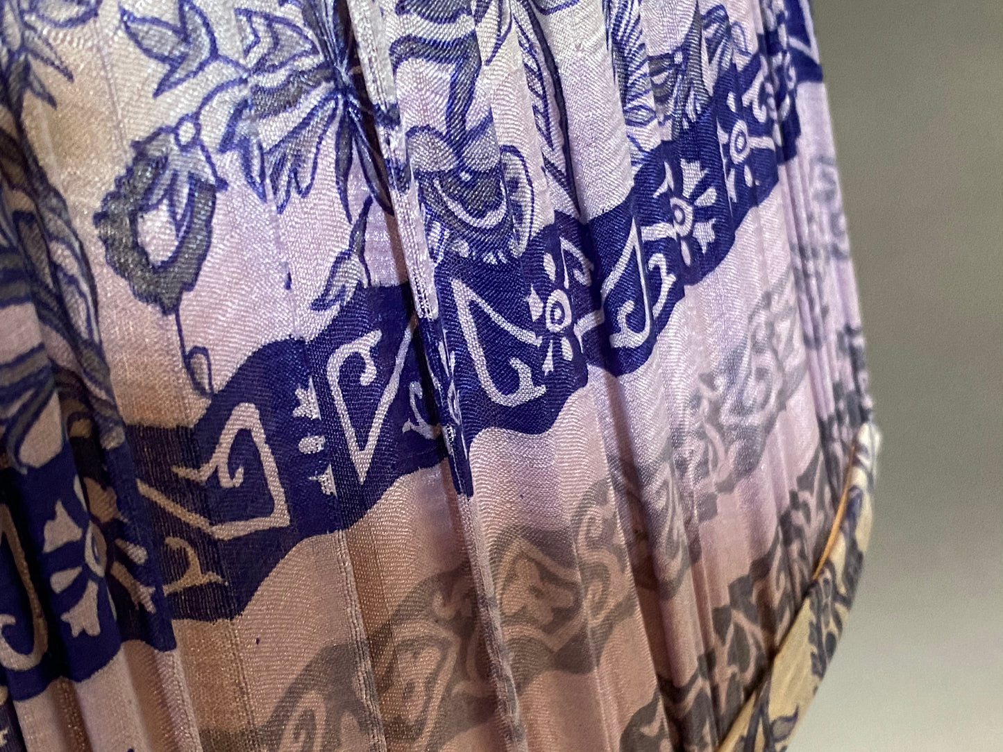 Royal Blue Paisley silk lampshade close up