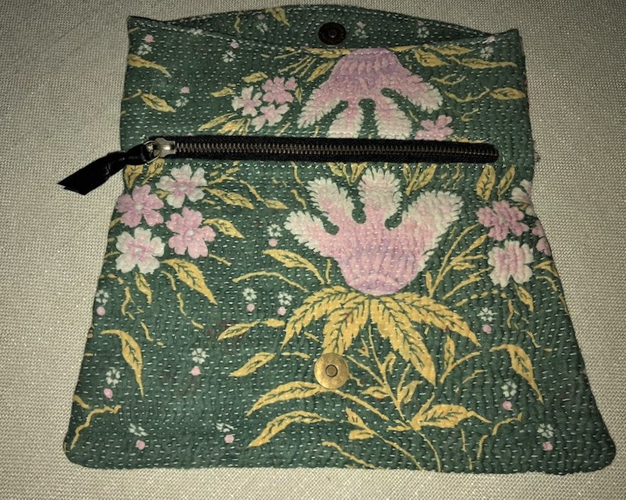 Green And Pink Vintage Clutch Bag