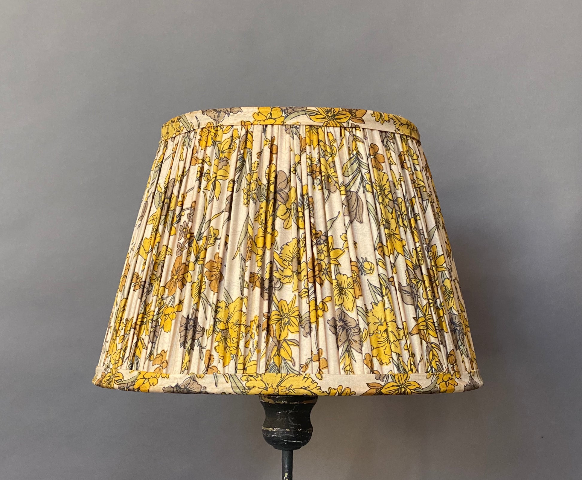 Yellow and grey floral silk Lampshade
