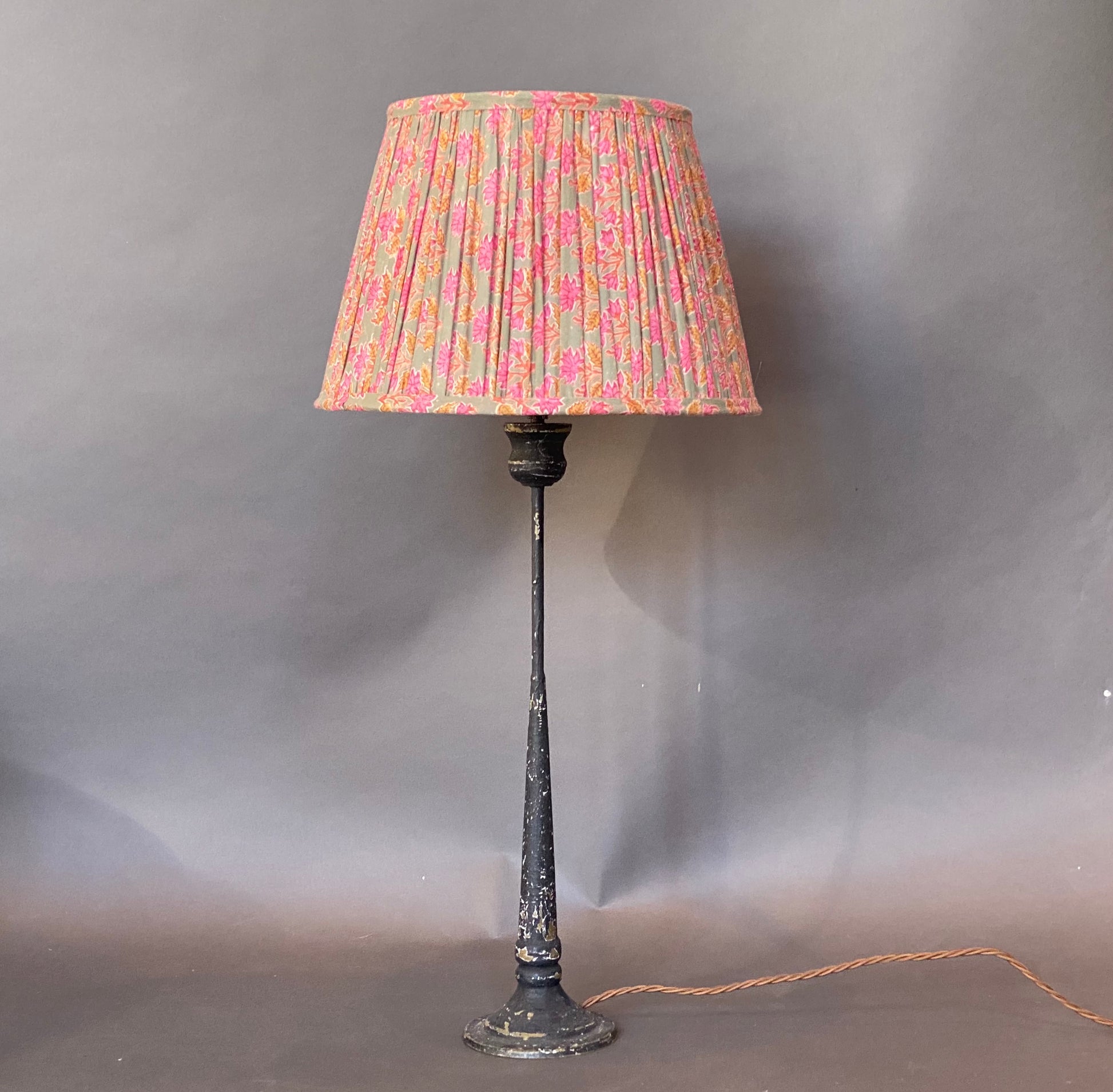 Pink floral cotton lampshade