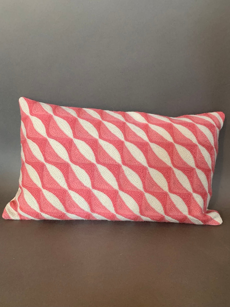 Soft pink kashmiri crewel cushion