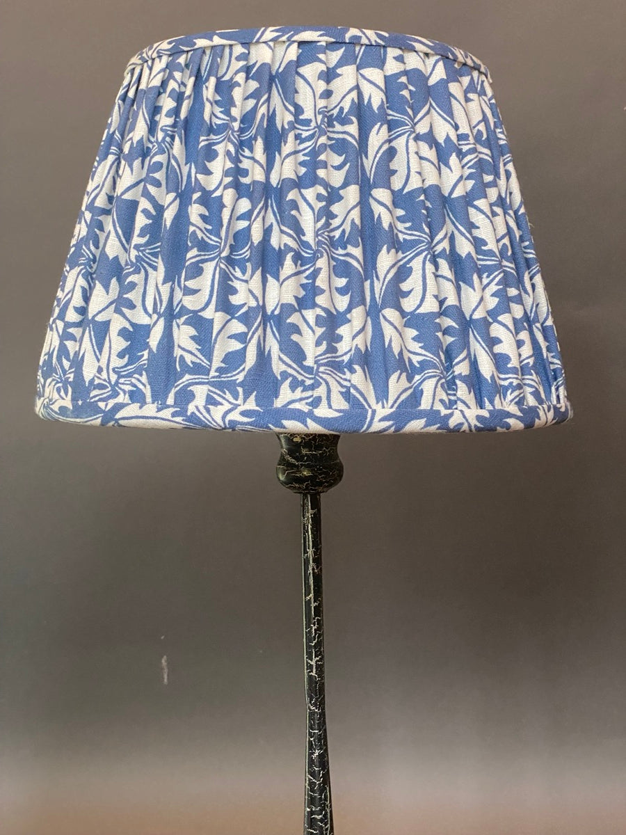 Blue and white screen print cotton lampshade vintage pattern