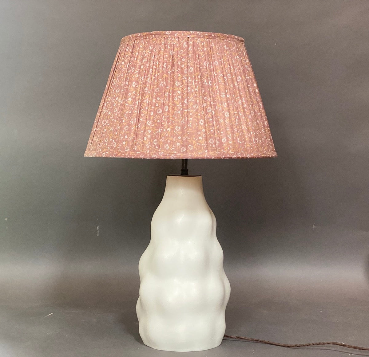 Dusty pink paisley lampshade on lamp