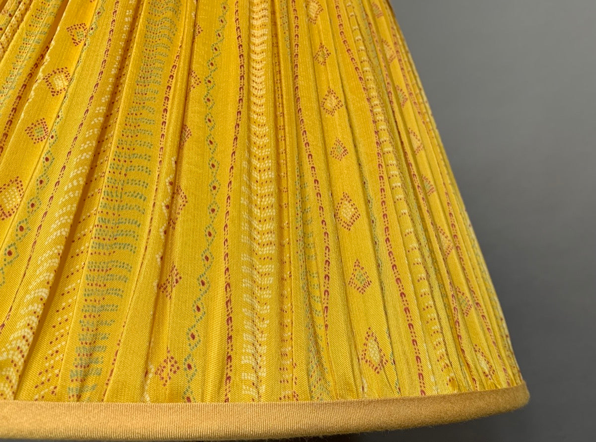 Yellow wave silk lampshade close up